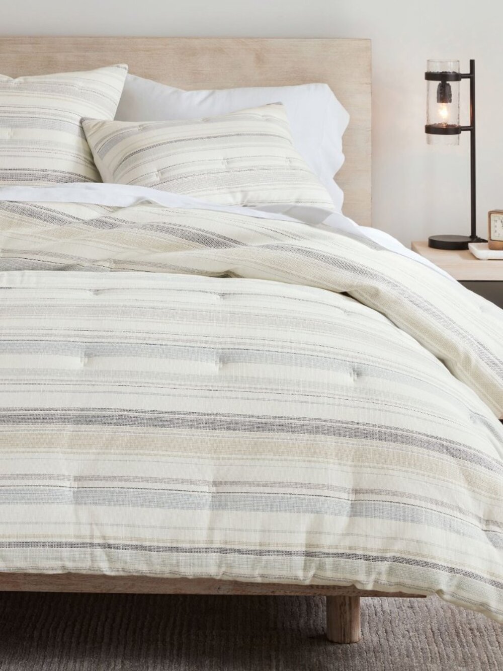 Pottery Barn Clayton Striped Comforter King / California Bedding Cotton NWT